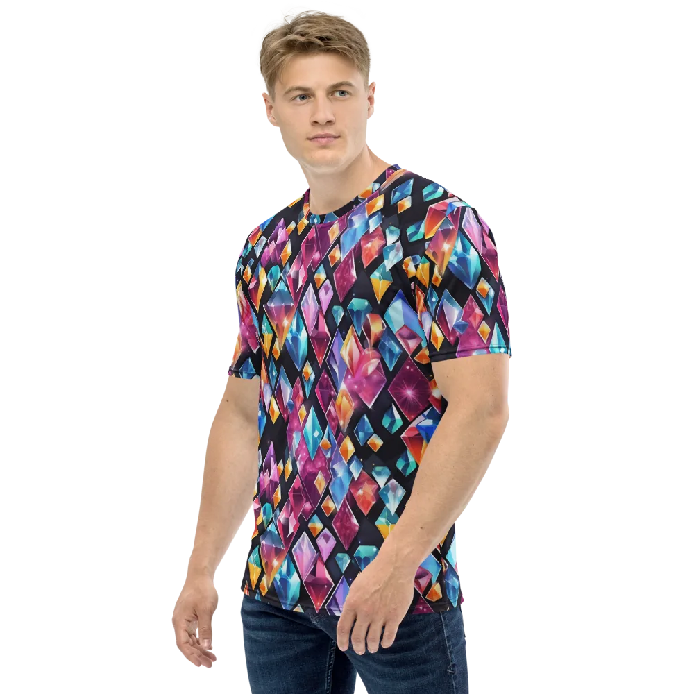Prismatic Midnight on Men's Crew Neck T-Shirt — Left