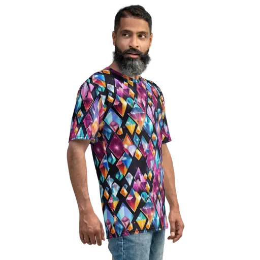 Prismatic Midnight on a Men's Crew Neck T-Shirt