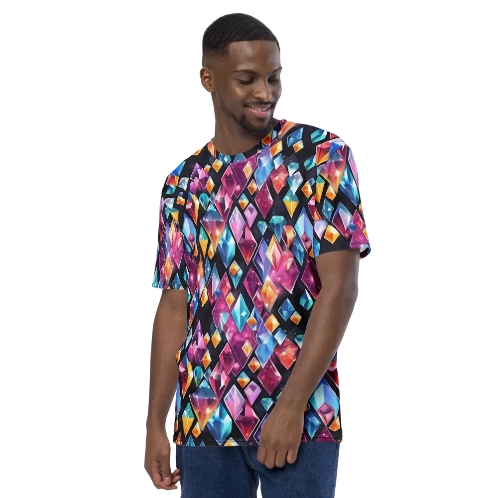 Prismatic Midnight on Men's Crew Neck T-Shirt — Left