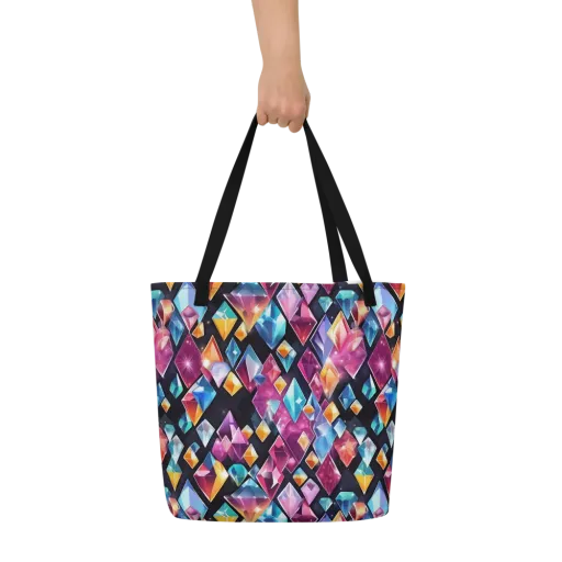 Prismatic Midnight on a Large Tote Bag W/ Pocket