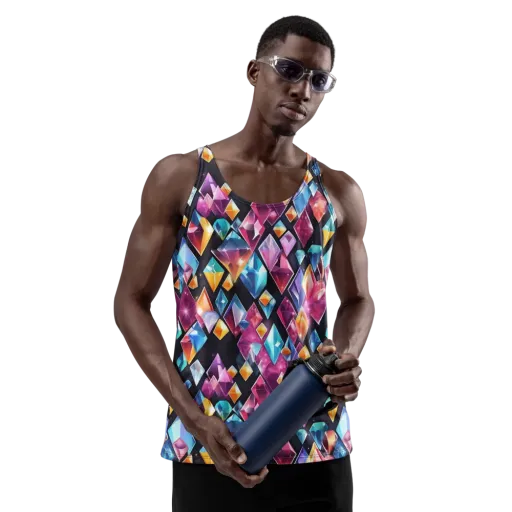 Prismatic Midnight on a Men's Tank Top