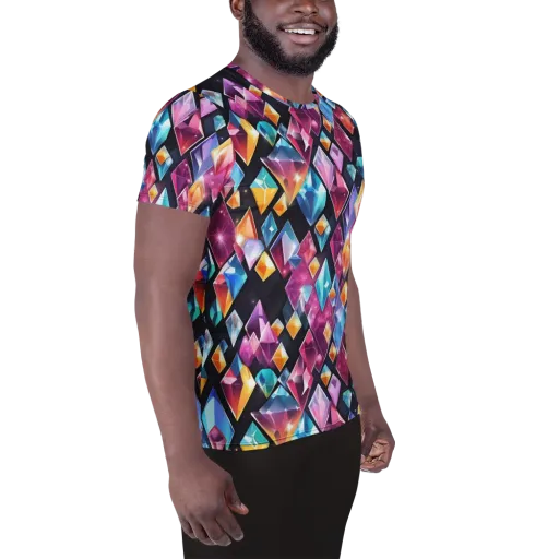 Prismatic Midnight on a Men's Athletic T-Shirt