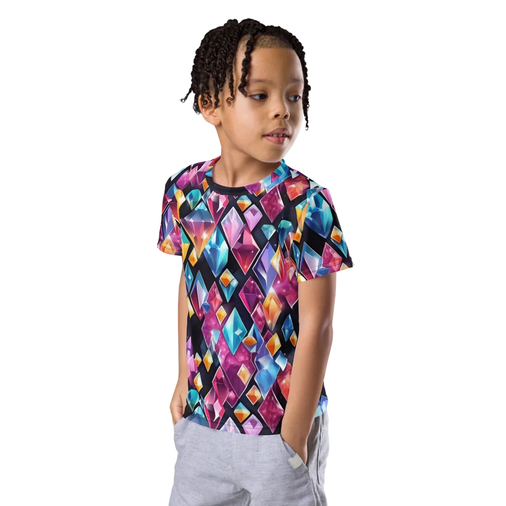 Prismatic Midnight on Kids Crew Neck T-Shirt — Left Front