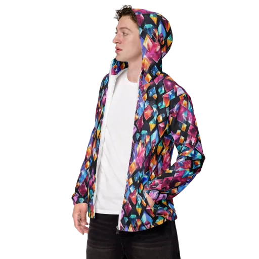Prismatic Midnight on a Men's Windbreaker