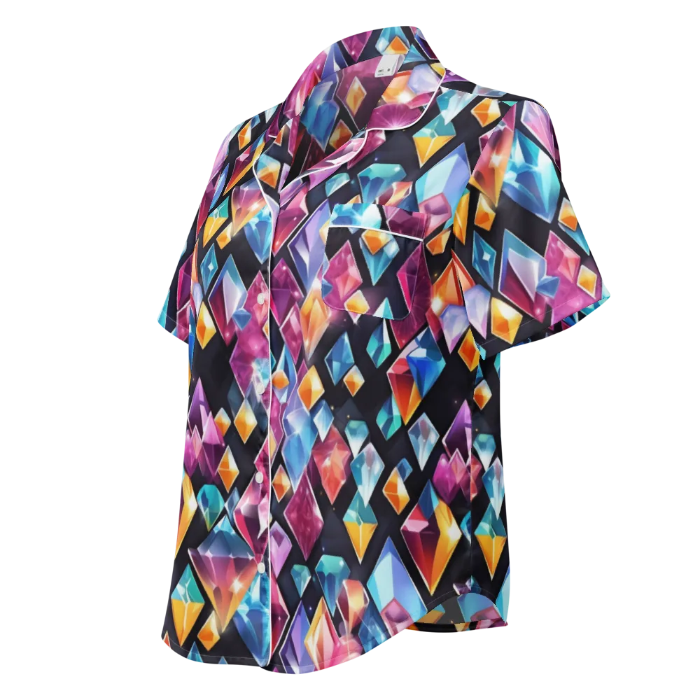 Prismatic Midnight on Women's Short Sleeve Pajama Top — Left Front