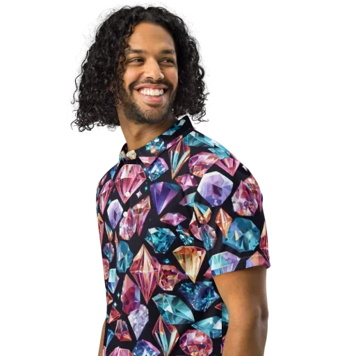 Midnight Carats on a Men's Slim Fit Polo Shirt