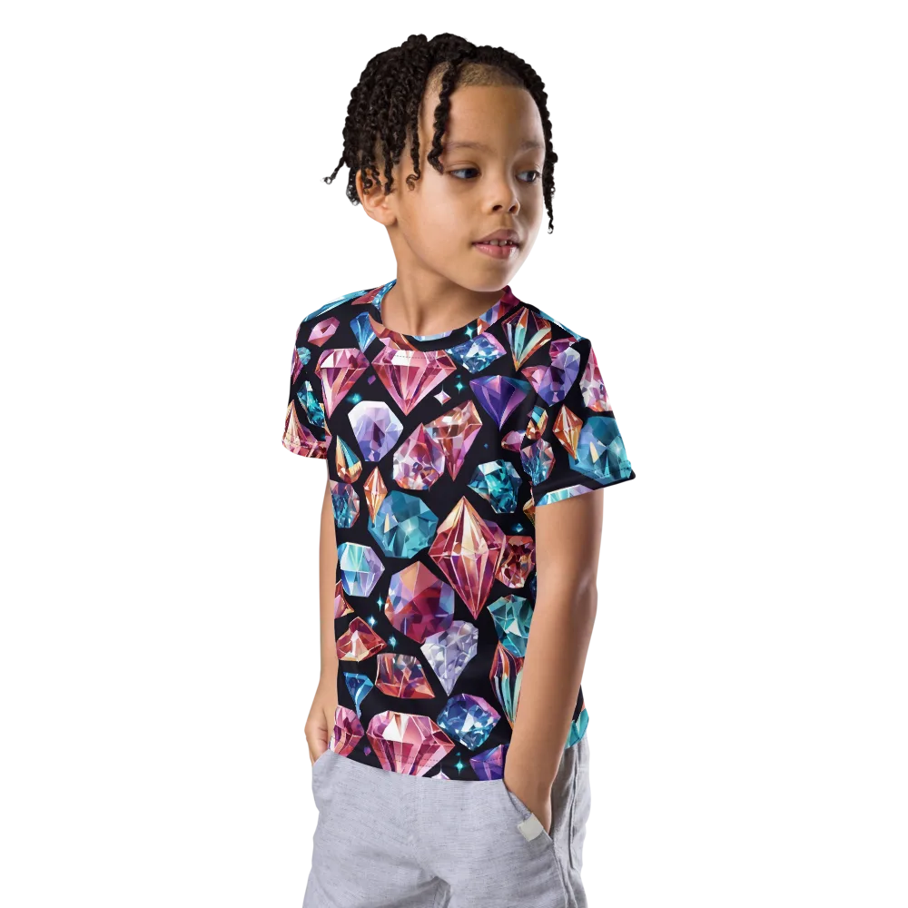 Midnight Carats on Kids Crew Neck T-Shirt — Left Front