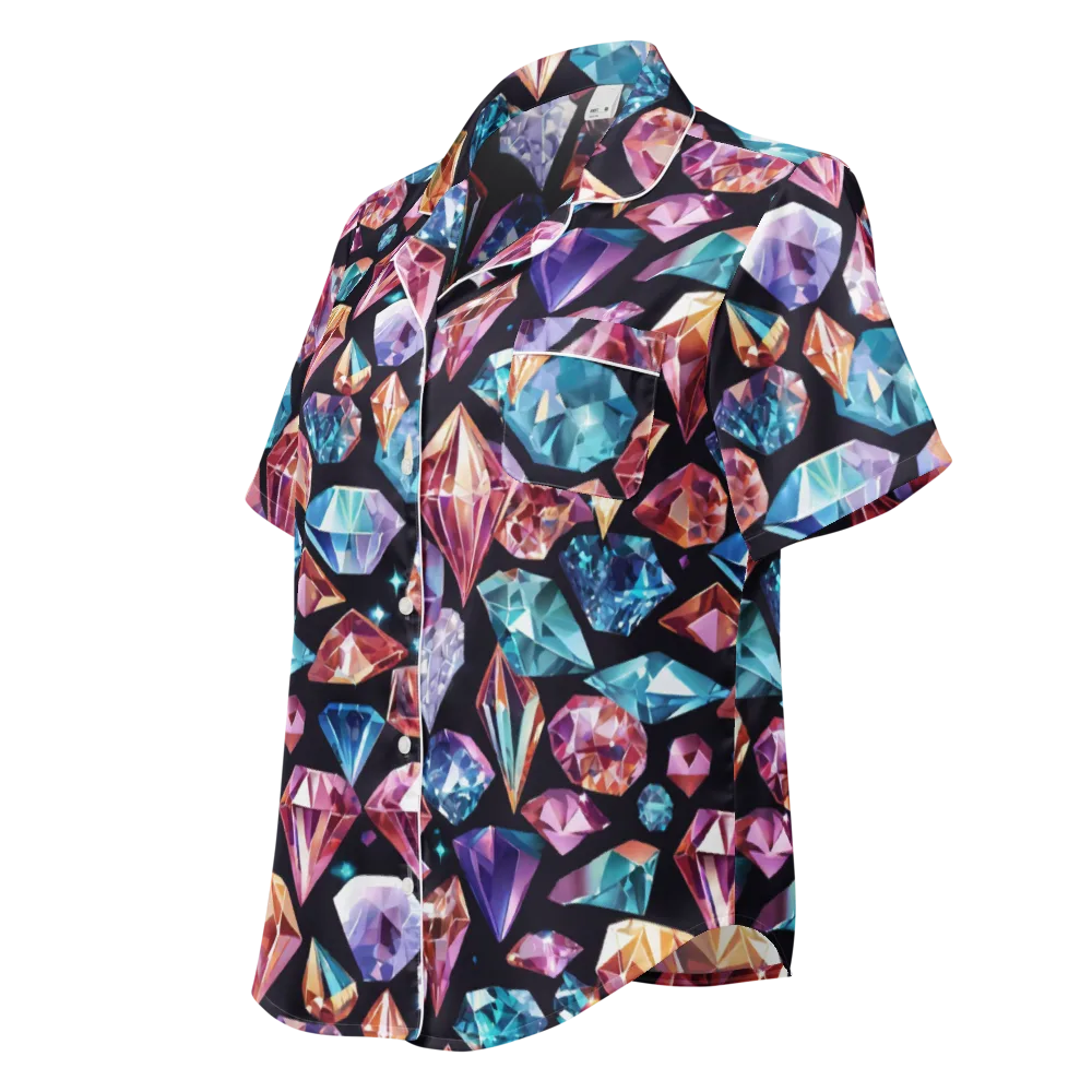 Midnight Carats on Women's Short Sleeve Pajama Top — Left Front