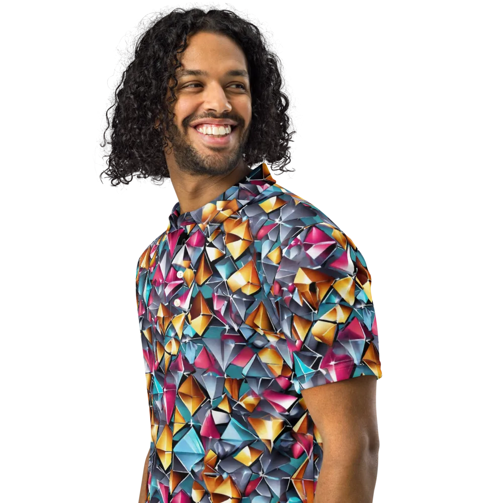 Neon Facet on Men's Slim Fit Polo Shirt — Left Front