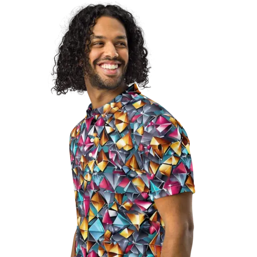 Neon Facet on a Men's Slim Fit Polo Shirt