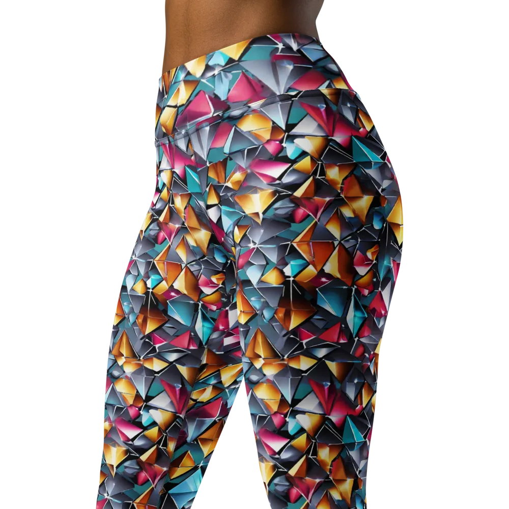 Neon Facet on Yoga Leggings — Left Front