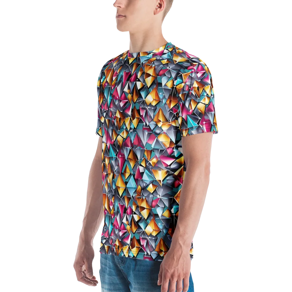 Neon Facet on Men's Crew Neck T-Shirt — Left
