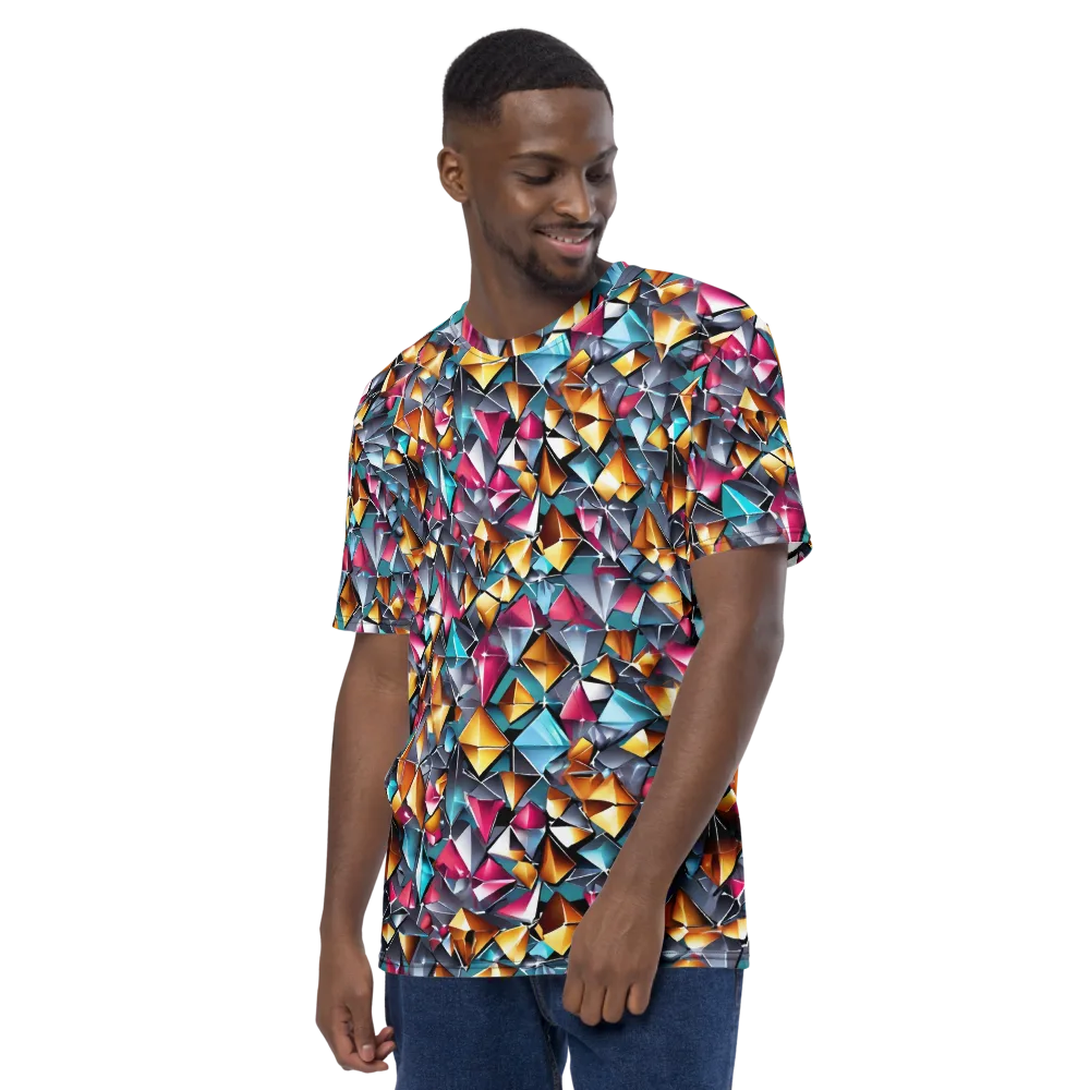 Neon Facet on Men's Crew Neck T-Shirt — Left