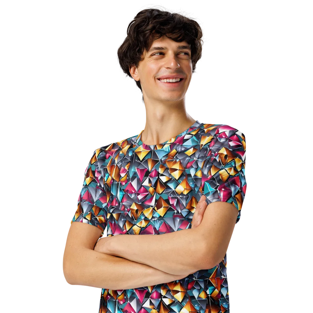 Neon Facet on Men's Crew Neck T-Shirt — Left Front