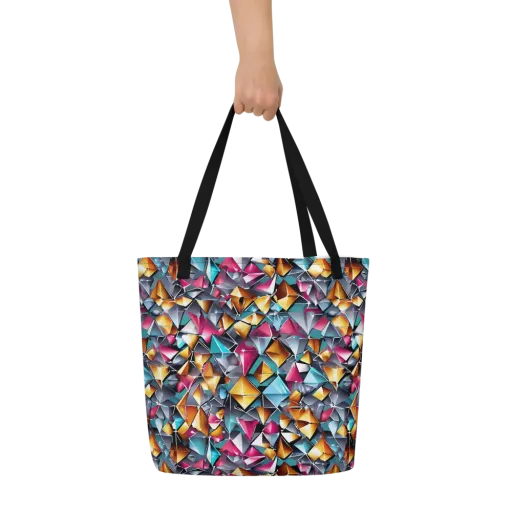 Neon Facet on a Large Tote Bag W/ Pocket