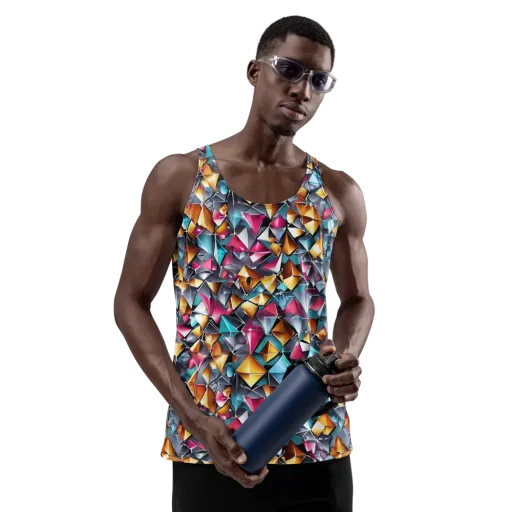 Neon Facet on a Men's Tank Top