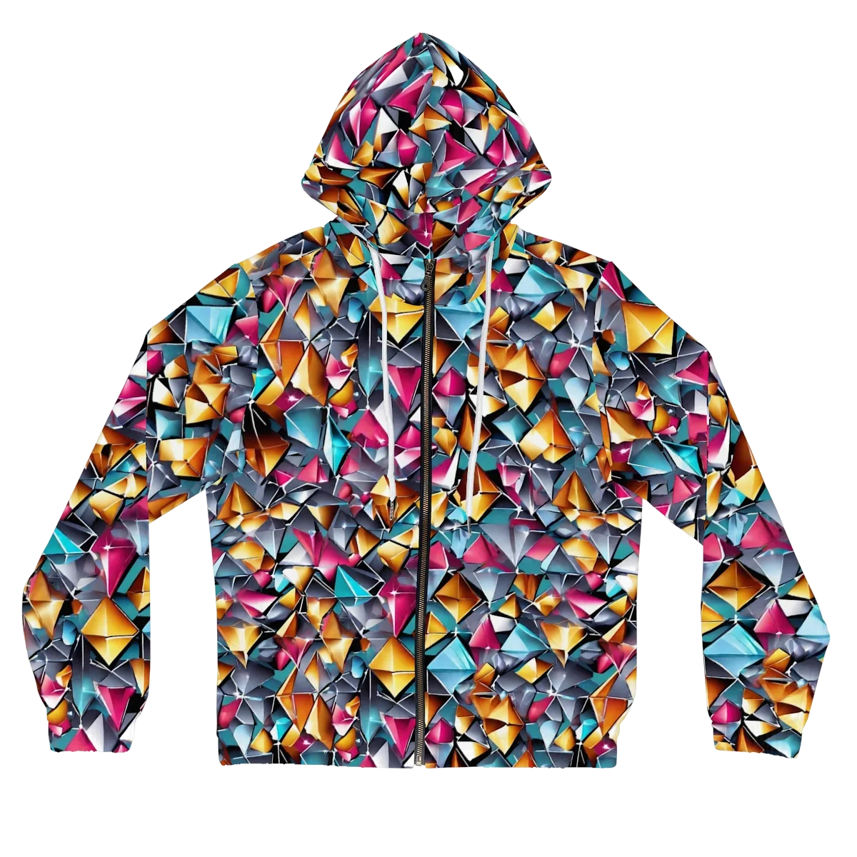 Neon Facet on Women's Full-Zip Hoodie — Front