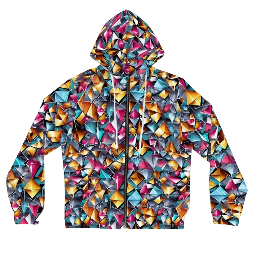 Neon Facet on a Women's Full-Zip Hoodie
