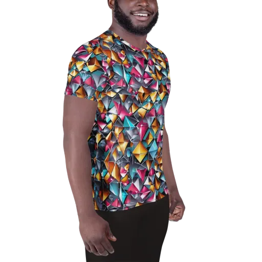 Neon Facet on a Men's Athletic T-Shirt