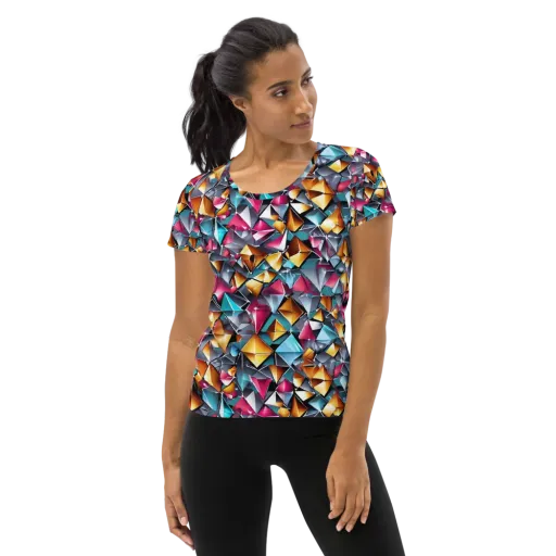 Neon Facet on a Women's Athletic T-Shirt