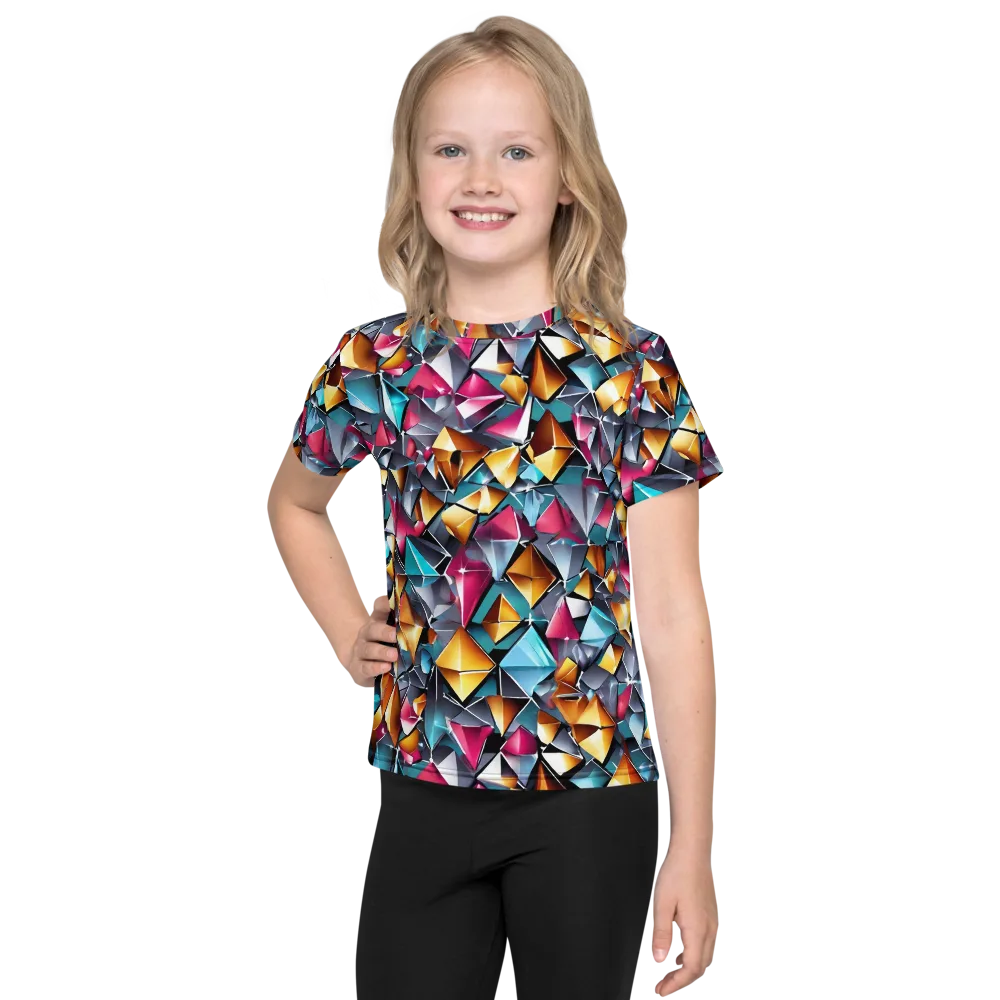 Neon Facet on Kids Crew Neck T-Shirt — Front