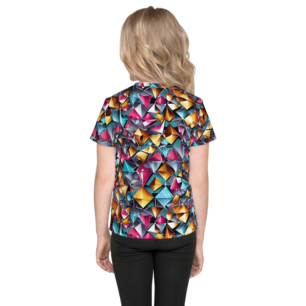 Neon Facet on Kids Crew Neck T-Shirt — Back