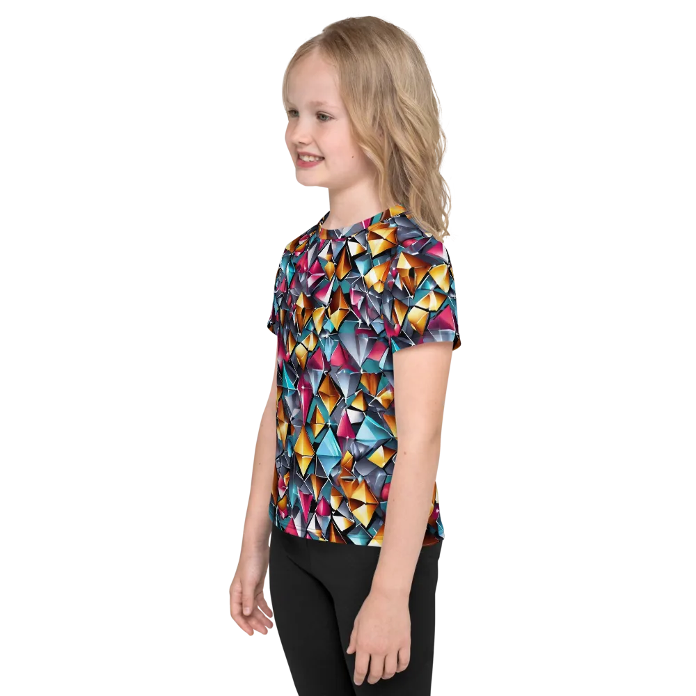 Neon Facet on Kids Crew Neck T-Shirt — Left