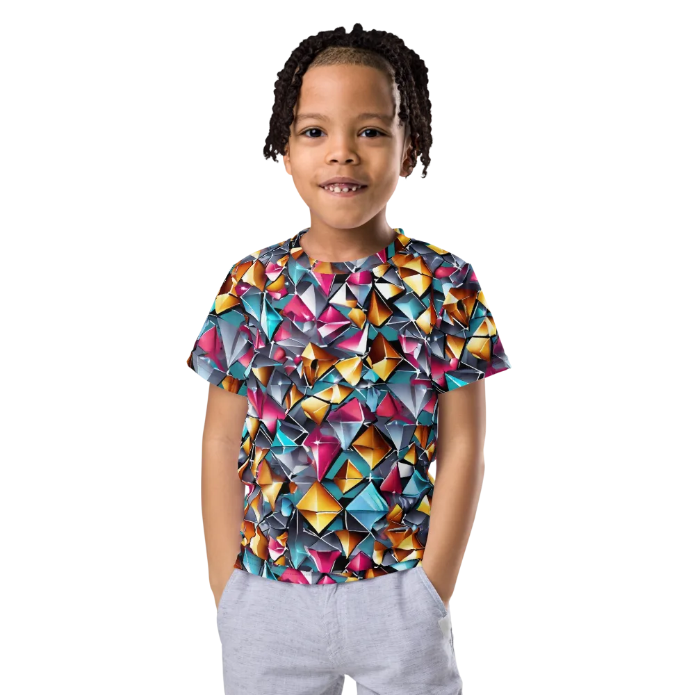Neon Facet on Kids Crew Neck T-Shirt — Front