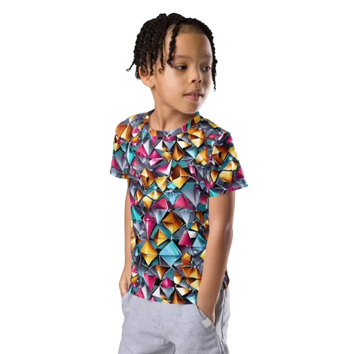 Neon Facet on a Kids Crew Neck T-Shirt