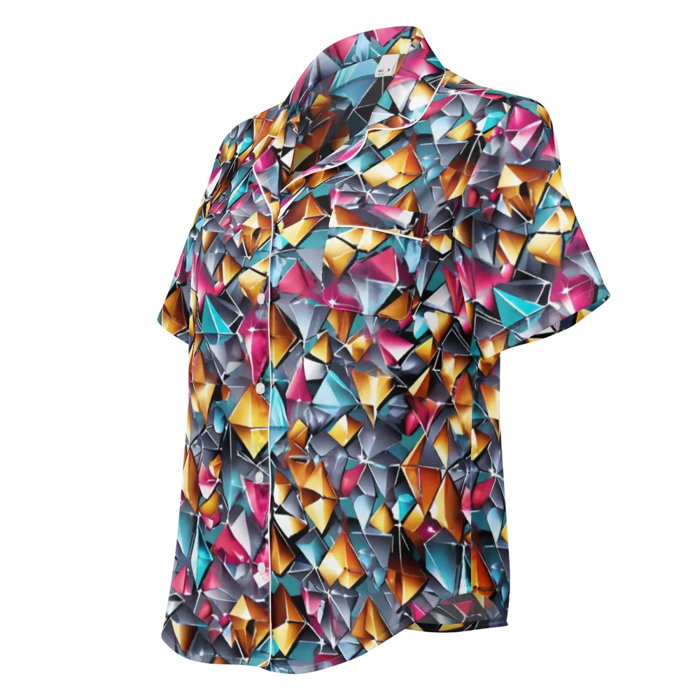 Neon Facet on Women's Short Sleeve Pajama Top — Left Front