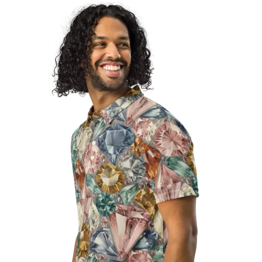 Prismatic Cache on a Men's Slim Fit Polo Shirt