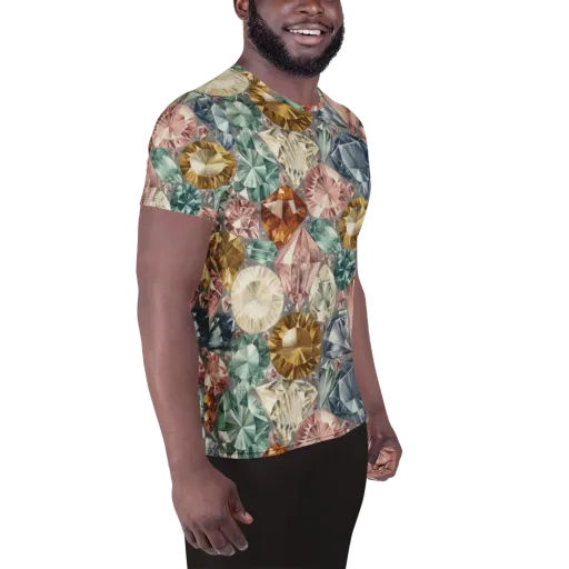 Prismatic Cache on a Men's Athletic T-Shirt