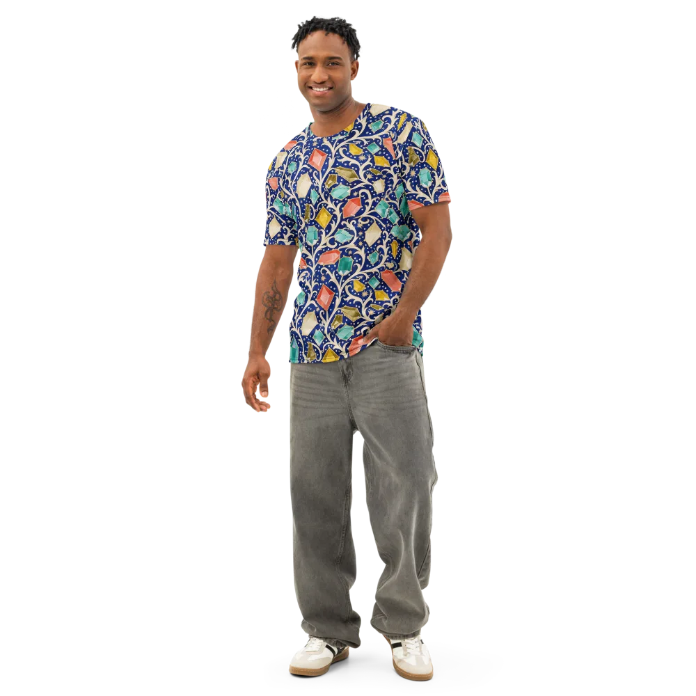 Midnight Gemvine on Men's Cotton Crew Neck T-Shirt — Front