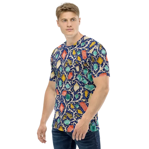 Midnight Gemvine on a Men's Crew Neck T-Shirt