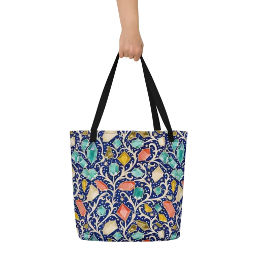 Midnight Gemvine on a Large Tote Bag W/ Pocket