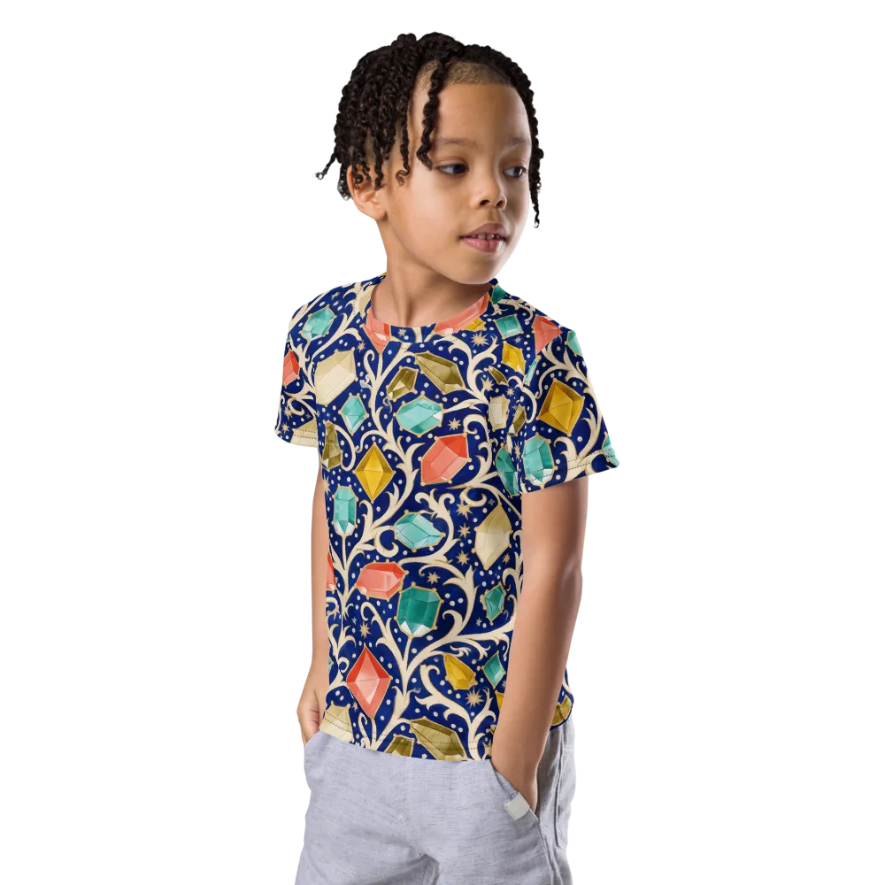 Midnight Gemvine on Kids Crew Neck T-Shirt — Left Front