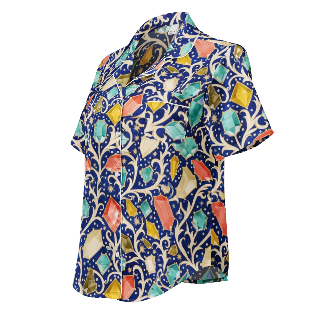 Midnight Gemvine on Women's Short Sleeve Pajama Top — Left Front