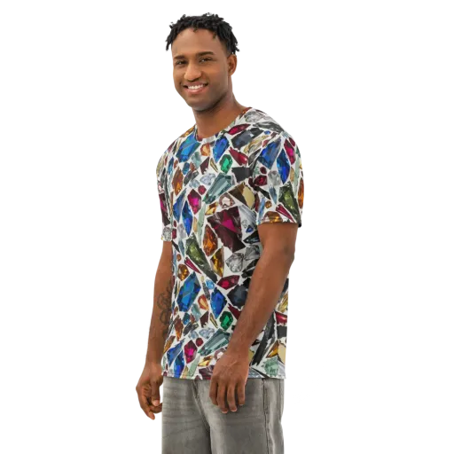 Gemstone Scatter on a Men's Cotton Crew Neck T-Shirt
