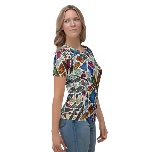 Gemstone Scatter on a Women's Crew Neck T-Shirt
