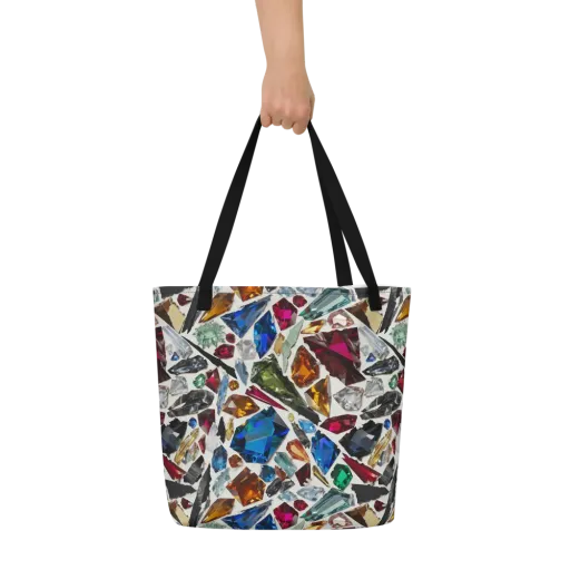 Gemstone Scatter on a Large Tote Bag W/ Pocket