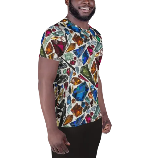 Gemstone Scatter on a Men's Athletic T-Shirt