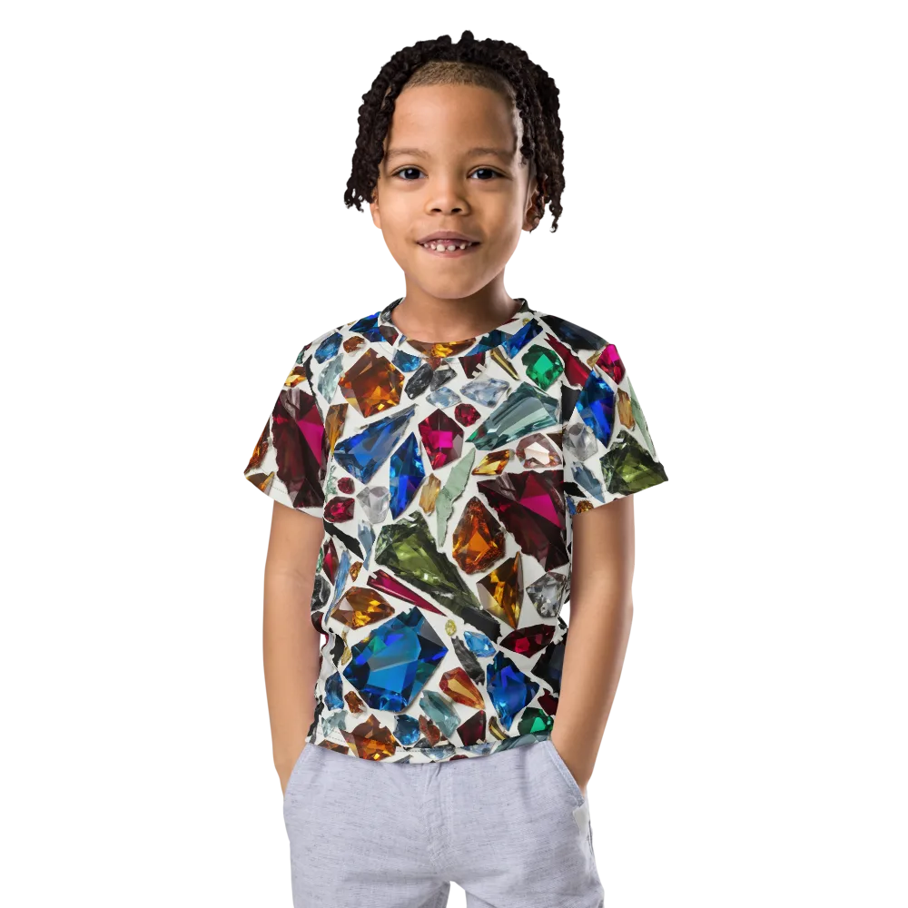 Gemstone Scatter on Kids Crew Neck T-Shirt — Front