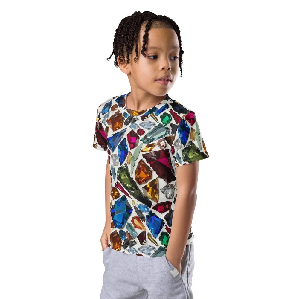 Gemstone Scatter on Kids Crew Neck T-Shirt — Left Front