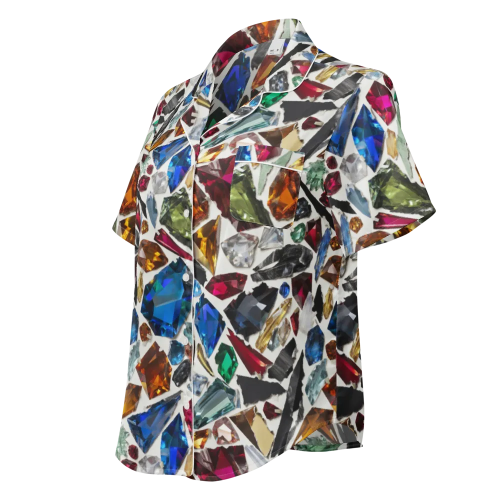 Gemstone Scatter on Women's Short Sleeve Pajama Top — Left Front