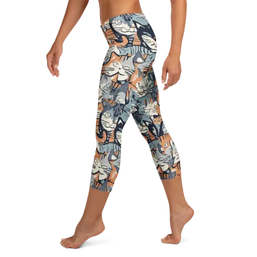 Feline Frenzy on a Capri Leggings