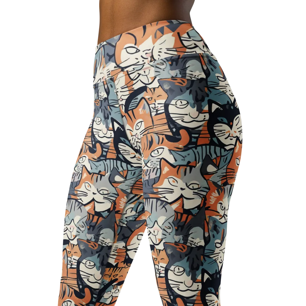 Feline Frenzy on Yoga Leggings — Left Front