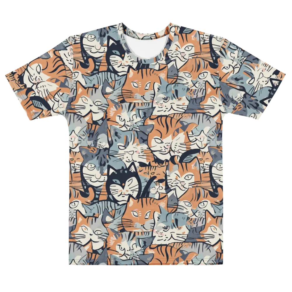 Feline Frenzy on Men's Cotton Crew Neck T-Shirt — Front