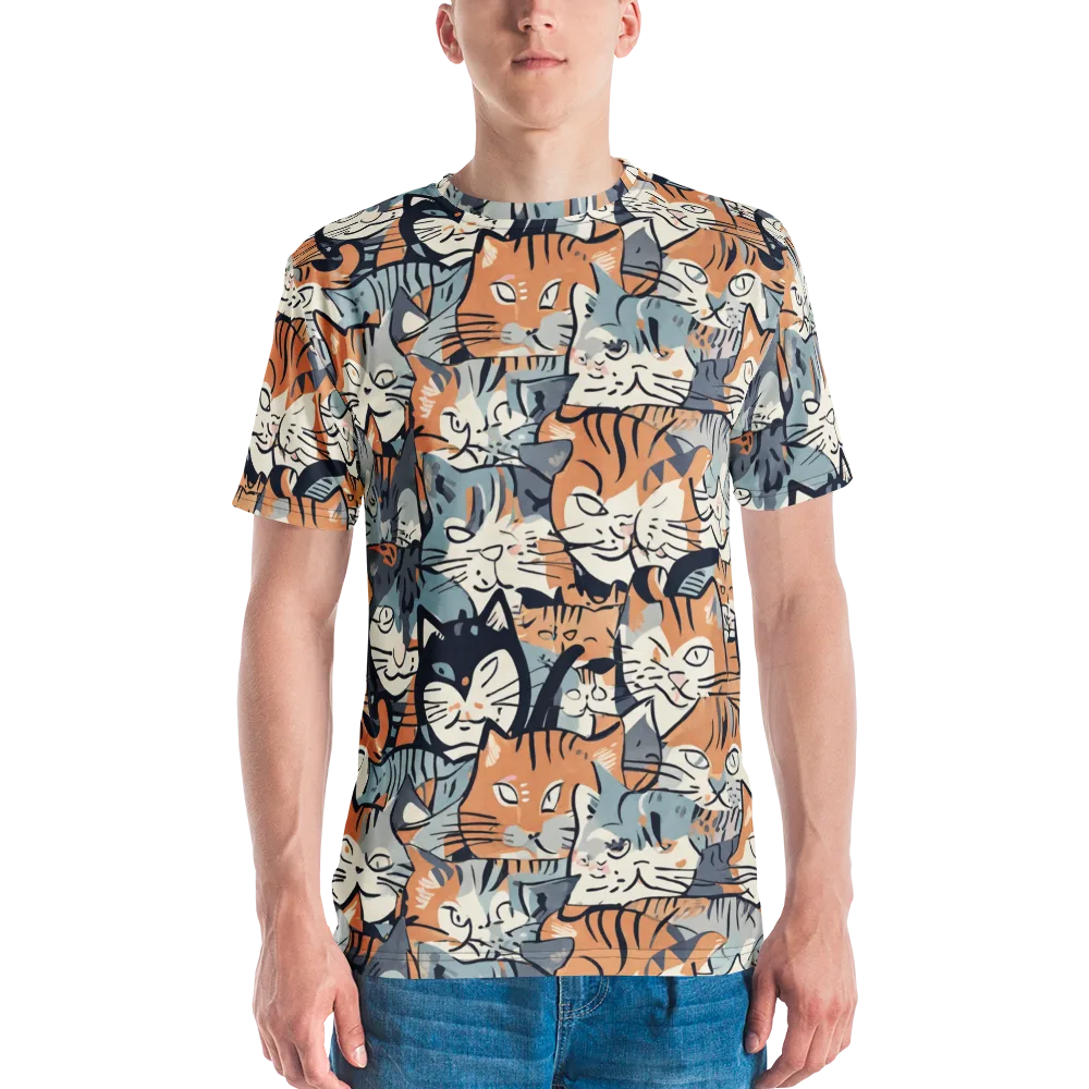 Feline Frenzy on Men's Crew Neck T-Shirt — Front