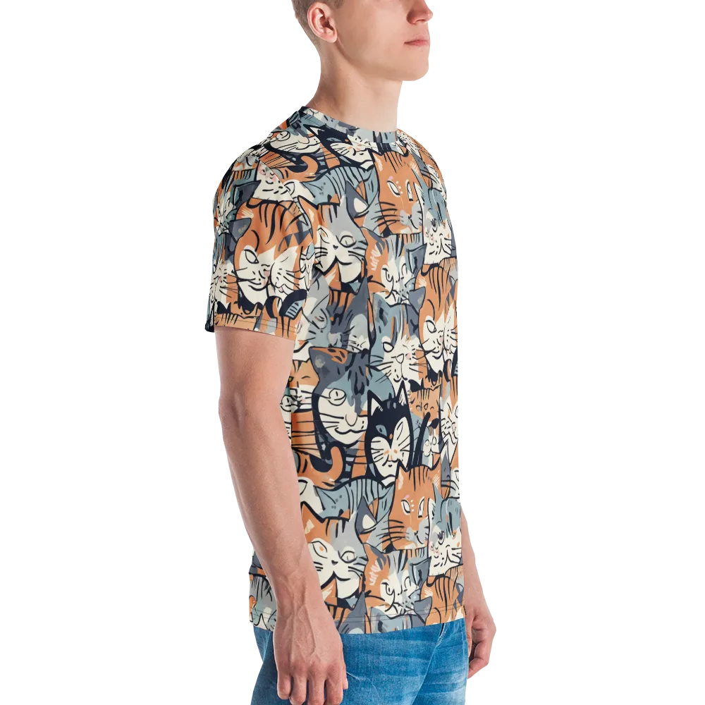 Feline Frenzy on Men's Crew Neck T-Shirt — Right