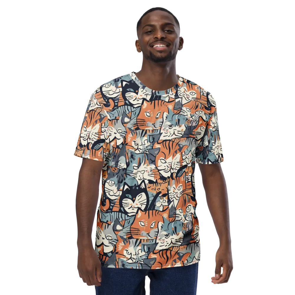 Feline Frenzy on Men's Crew Neck T-Shirt — Front